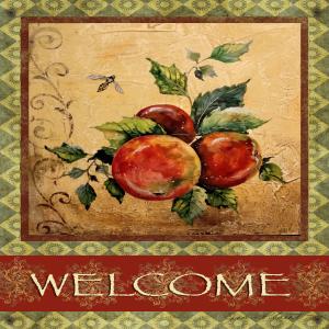 Artist Jean Plout Debuts Welcome Apples And Bee Mixed Media Painting.